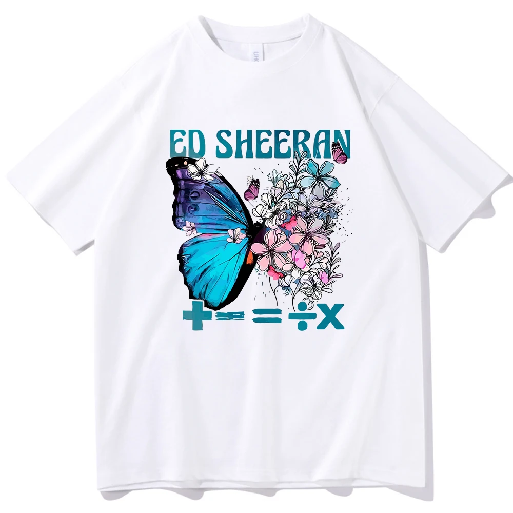 Ed Sheeran Mathematics Tour 2024 Butterfly T-shirt O-Neck Short Sleeve Shirts Fans Gift