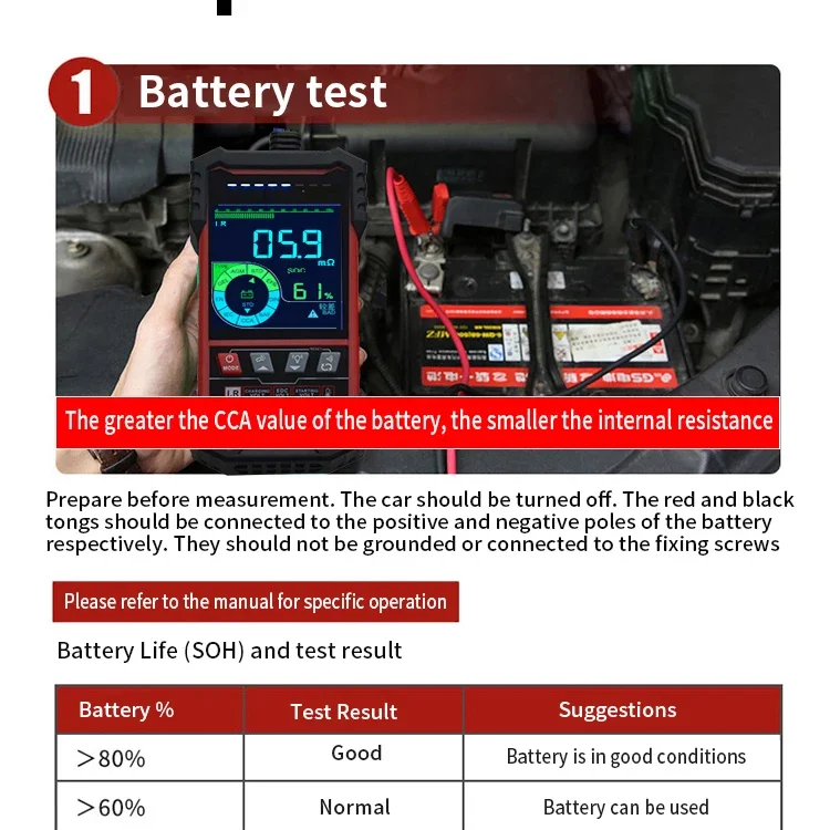 TOOLTOP ET2202 ET2201 Autobatterietester Batterielast 12V 24V Batteriespannung Interne Widerstandserkennung Batterieanalysator – Detail 19