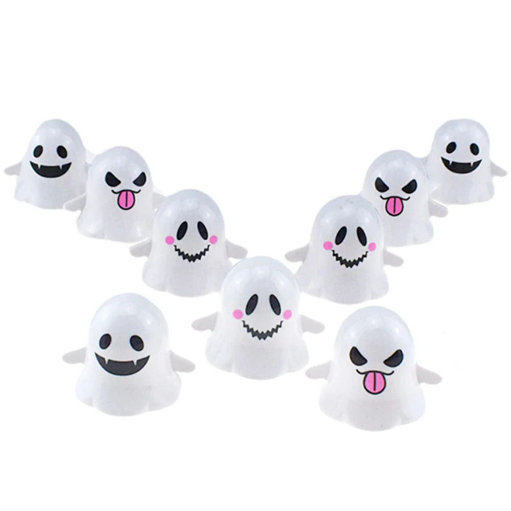 3pcs/bag Funny Cartoon Spooky Toys Creative Novelty Windup Chain Jumping White Ghost Halloween Christmas Windup Little Toy Gift