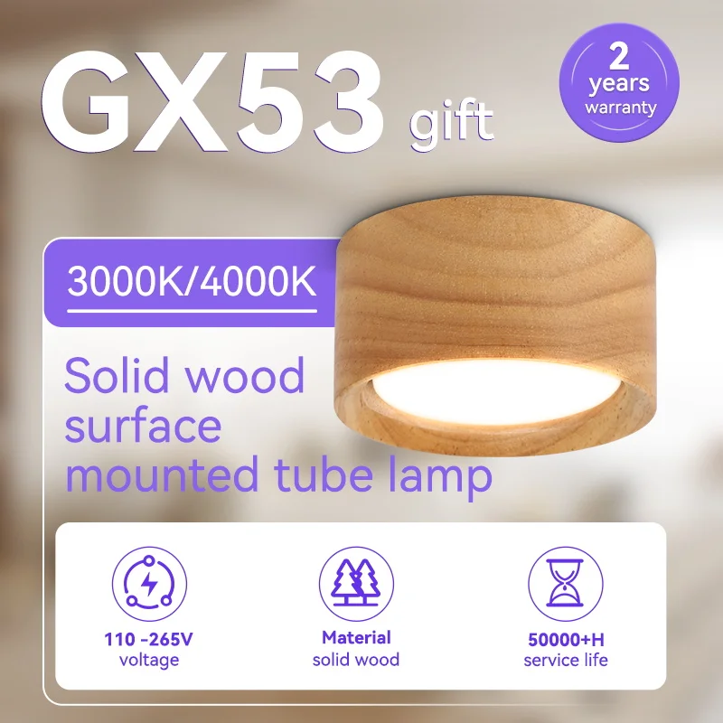Wooden Down Light Home Decoration Lamps LED Downlight Indoor Chandelier Led Wood Ceiling Lights for Living Room Bedroom Corridor