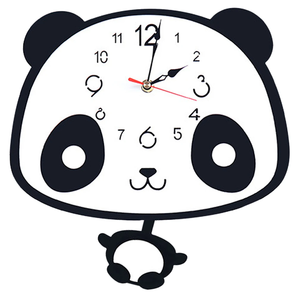 

Cartoon Panda Wall Small Mute Hanging Kitchen Decorative Child Non ticking Bedroom Quiet Kids Room Decorative Clock Cute Panda