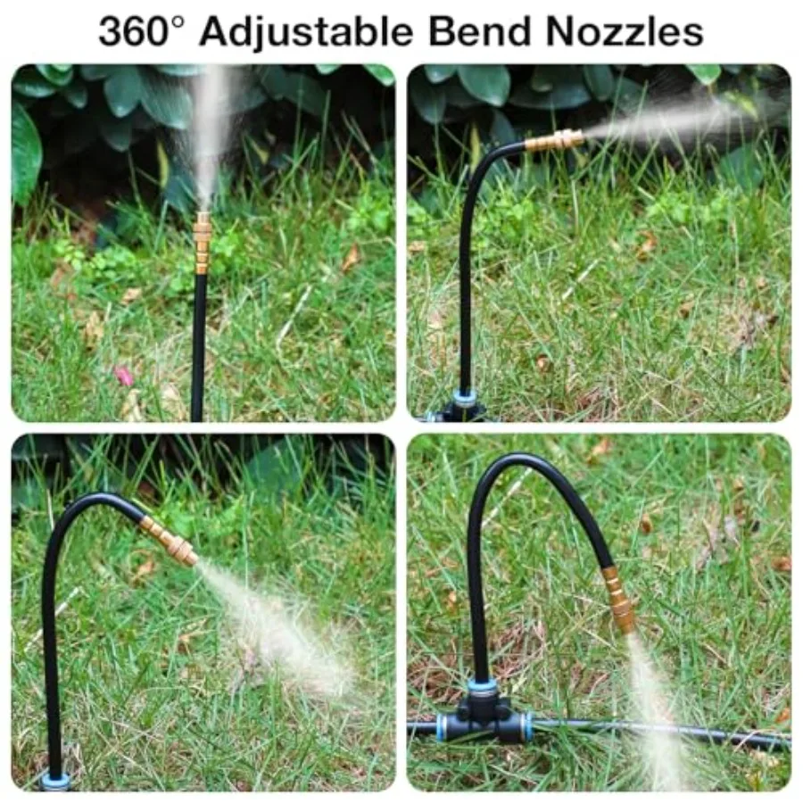 200Ft 1/4 Drip Irrigation System for Outdoor Plants, Raised Bed, Yard, Potted Plant, Lawn PVC Tubing, Black 32pcs Adjustable Co