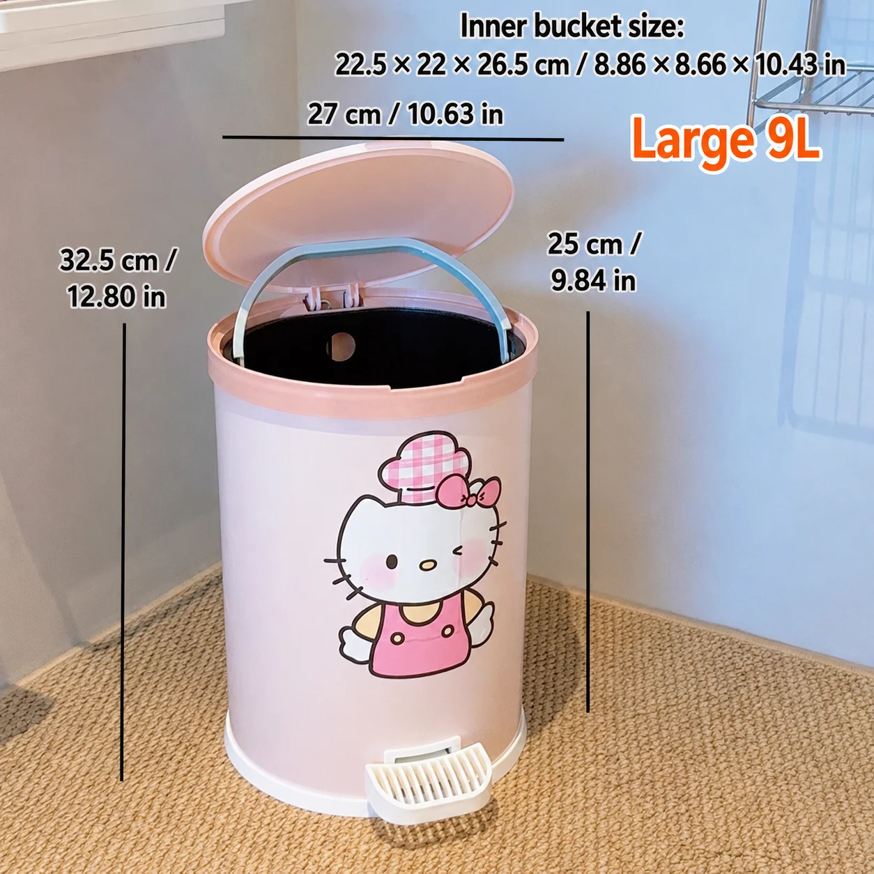 Sanrio HelloKitty MyMelody Silent StepOn Prullenbak Met Deksel Huishoudelijke Badkamer Afvalopslagbak Keuken Meisjeskamer Afvalemmer