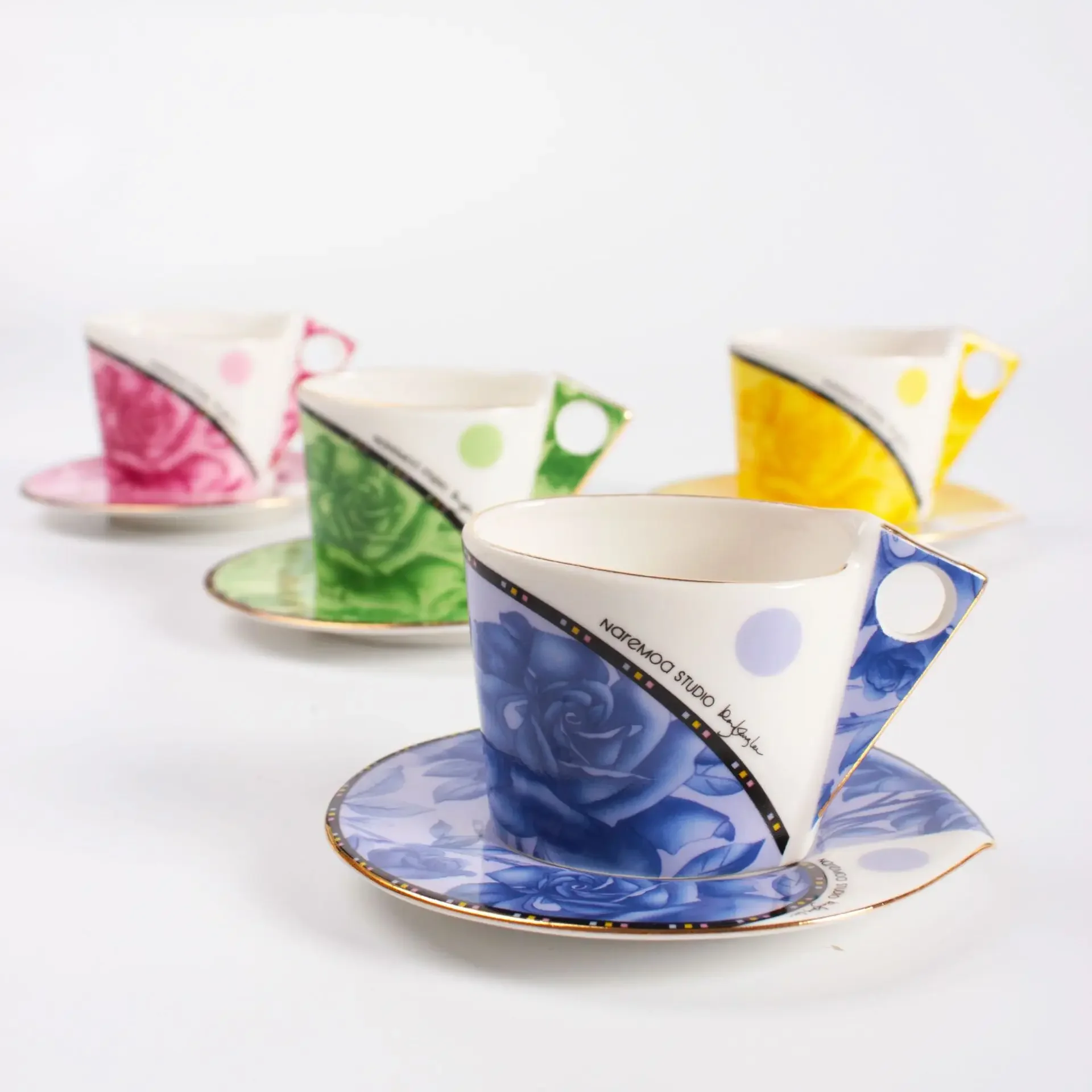 

European-style Small-capacity Coffee Cups and Saucers Ceramic Cups Multi-color Coffee Holiday Gifts Coffee Mugs