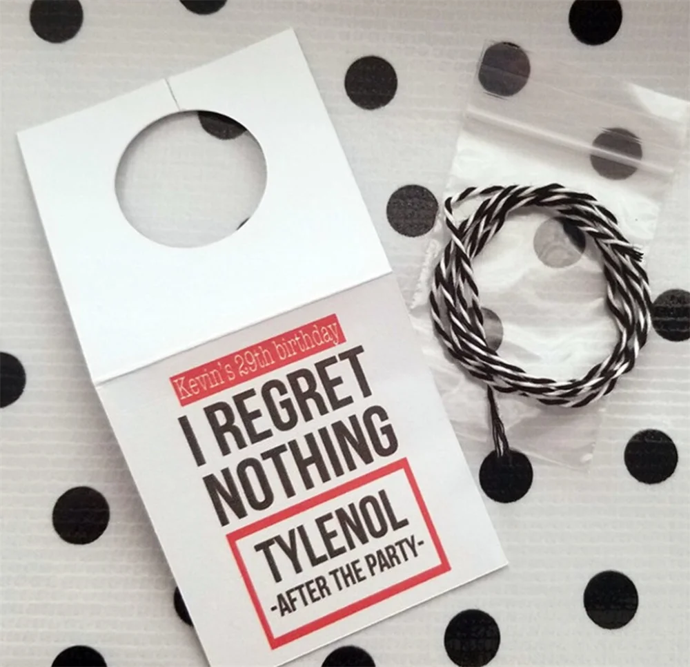 50pcs I Regret Nothing Water Bottle Tags - Wedding Favors - Bachelorette Party Favors - Bachelor Party Favors - Hangover Kit