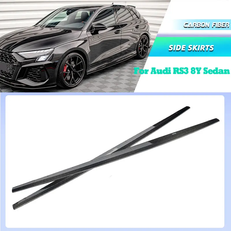 

Полностью расширения боковых юбок из углеродного волокна для Audi RS3 8Y Sedan Sportback 2022-2024, фартук для боковых дверей, бампер, комплекты кузова для губ