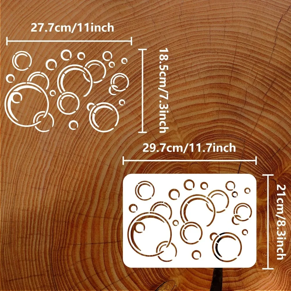 Bubble Painting Stencil 11.7x8.3 inch PET Hollow Out Bubbles Block Pattern Craft Stencils Big Small Bubble Stencil Template