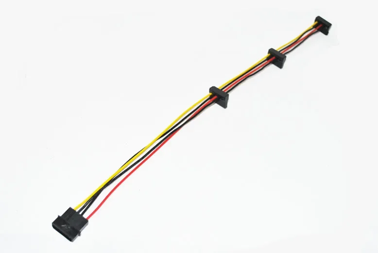PC Desktop 4Pin 4P IDE Molex to 3 * SATA Serial ATA Power Supply Cable Cord UL1007 18AWG Wire DIY