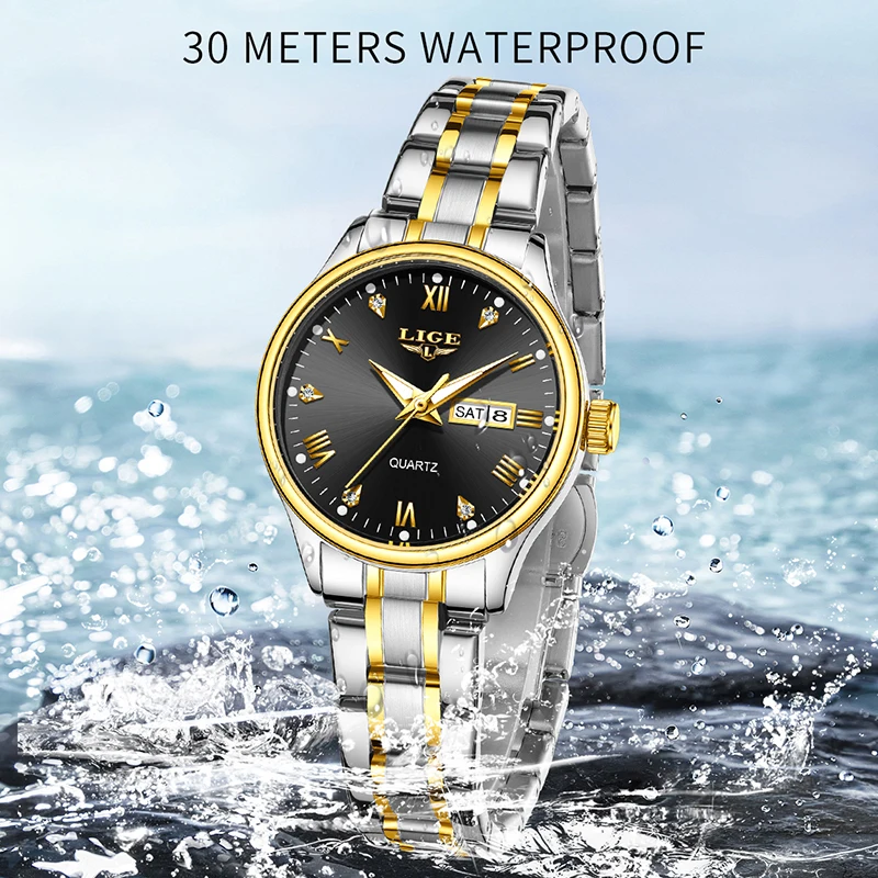 LIGE New Women Watches Luxury Fashion Ladies Quartz Watch Waterproof Luminous Date Stainless Wristwatch Girlfriend Lovers Gift