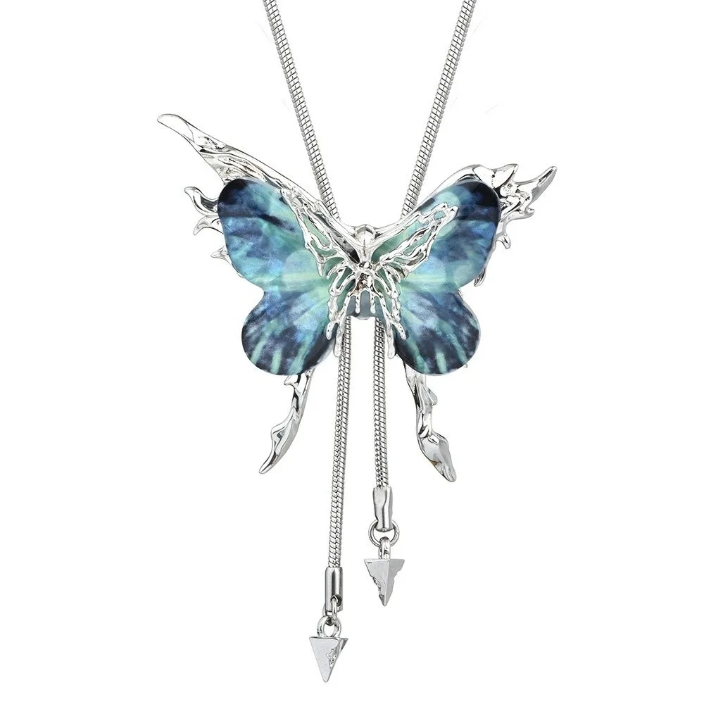 Creative Long Butterfly Necklace Bohemian Vintage Y-Shaped Pendant Necklace Alloy Elegant Sweater Chain Daily Wear