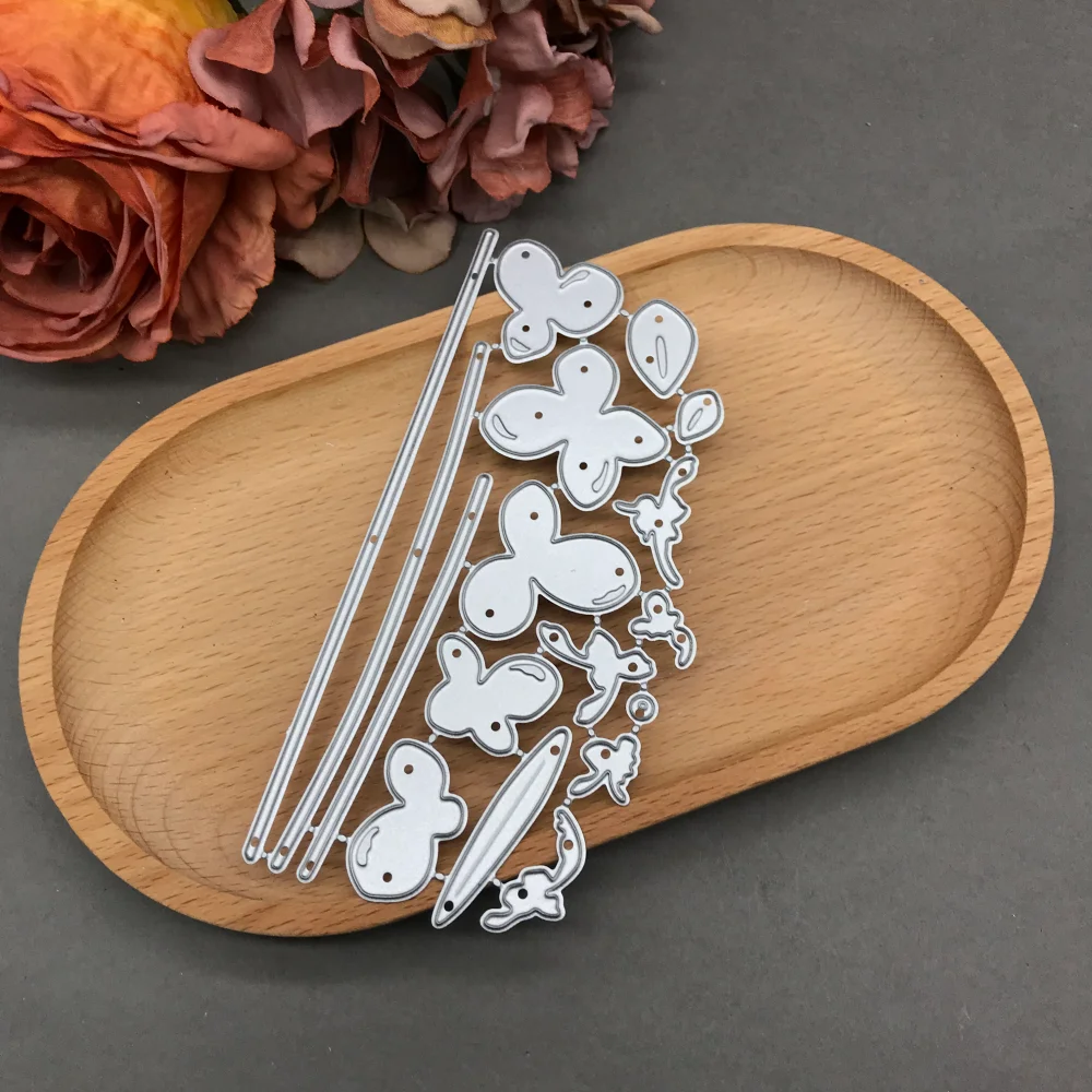 Layered Butterfly Flower Metal Cutting Dies Floral Stem Die Cuts for Scrapbooking Card Making DIY Paper Craft Decor