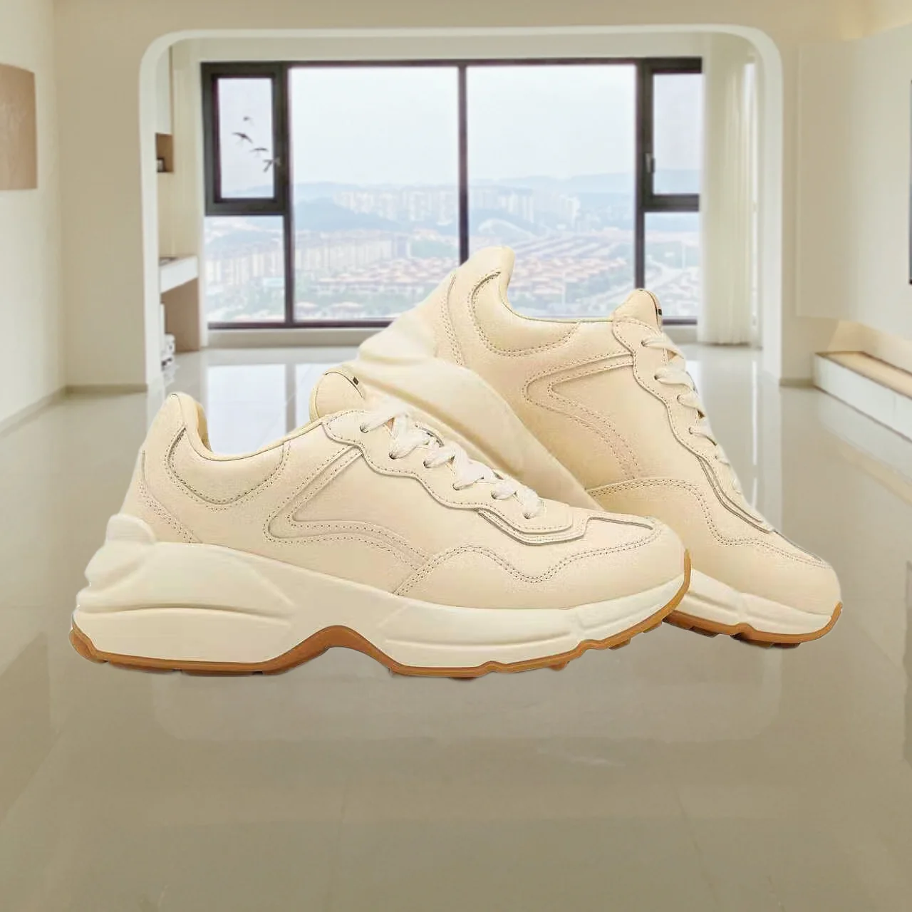 

Бежевые туфли в стиле ретро, мужская удобная повседневная обувь на мягкой подошве, летние дышащие и универсальные модные белые туфли