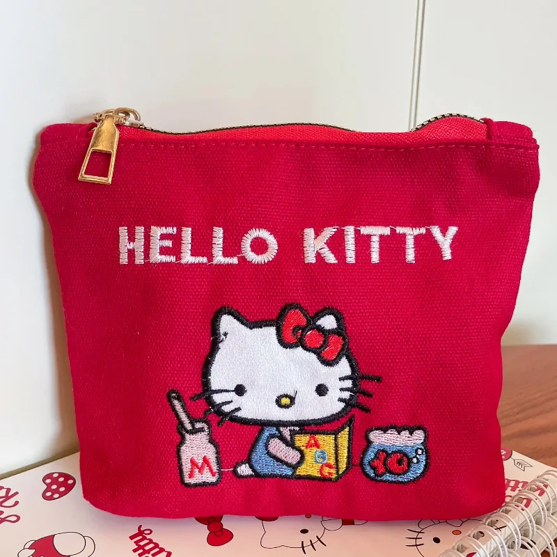 المرأة الجديدة Kawaii موضة الأحمر المرأة سعة كبيرة حقيبة مستحضرات تجميل لطيف الفتيات السفر حقيبة التخزين صفر محفظة الهدايا ، القرطاسية