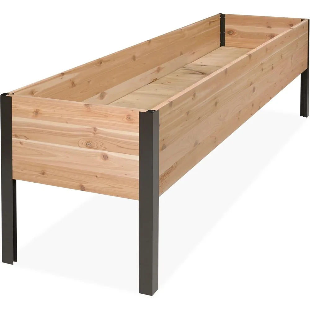 

Raised Garden Bed Elevated Cedar Planter Box | 2' x 8' Heavy Duty Standing Planter for Outdoor Plant Vegetables