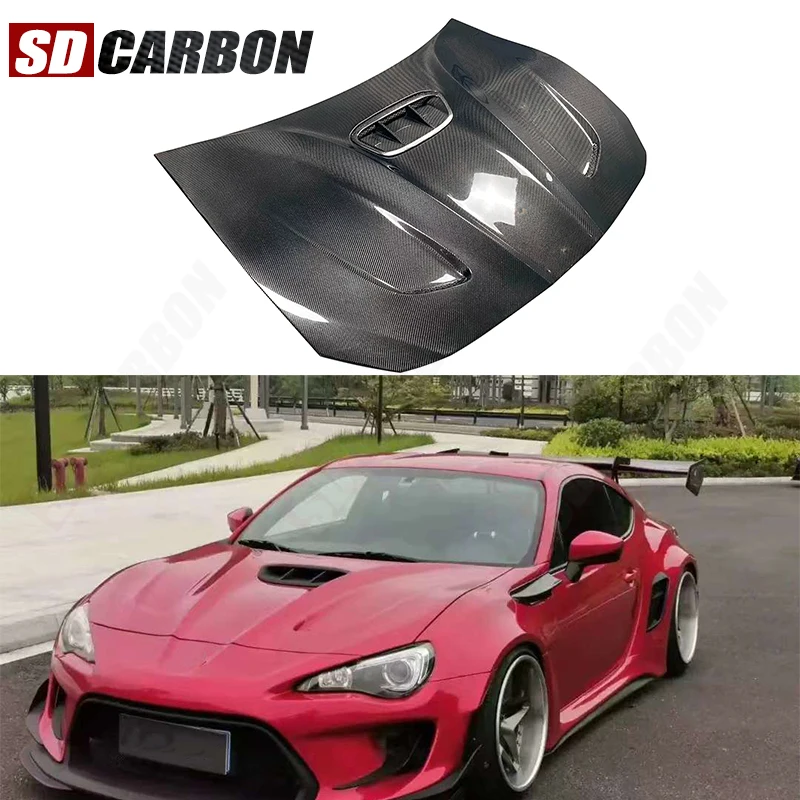 

For Toyota GT86 Subaru BRZ 2012-2018 Carbon Fiber Hood Engine Cover Hood Car Headliner Hood Cutout Cooling Front Cover body kit