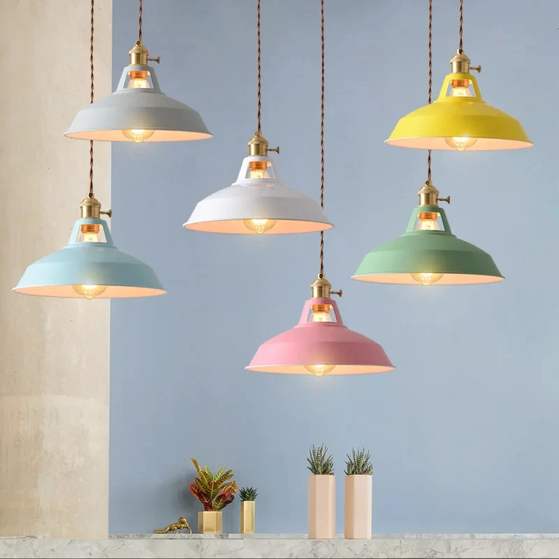 Colorful Retro Industrial Pendant Light Vintage Decorative Hanging Ceiling Lamp For Kitchen Restaurant Home Decoration view 2