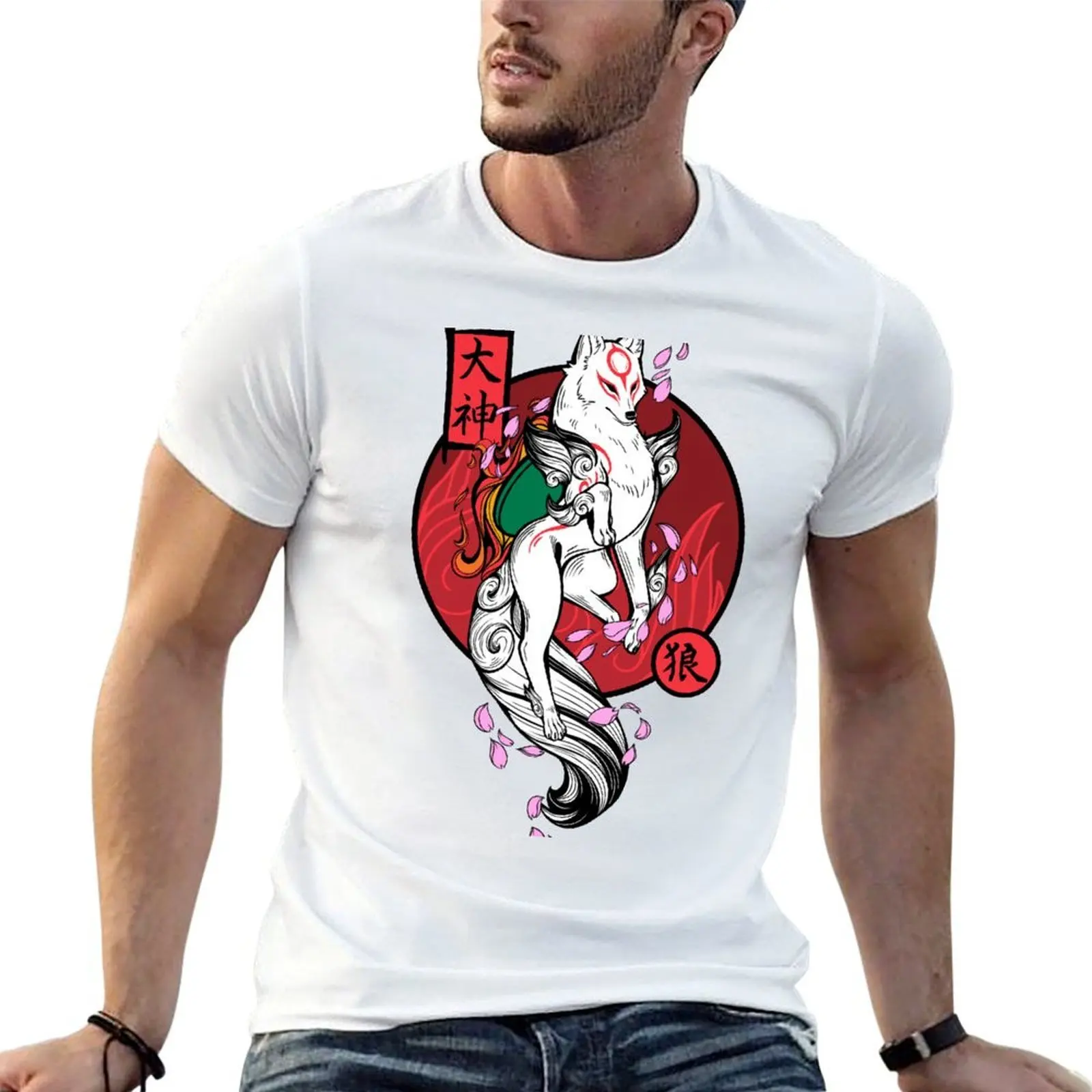 

White Wolf God T-Shirt mens graphic t shirts man t shirts cotton T-Shirt