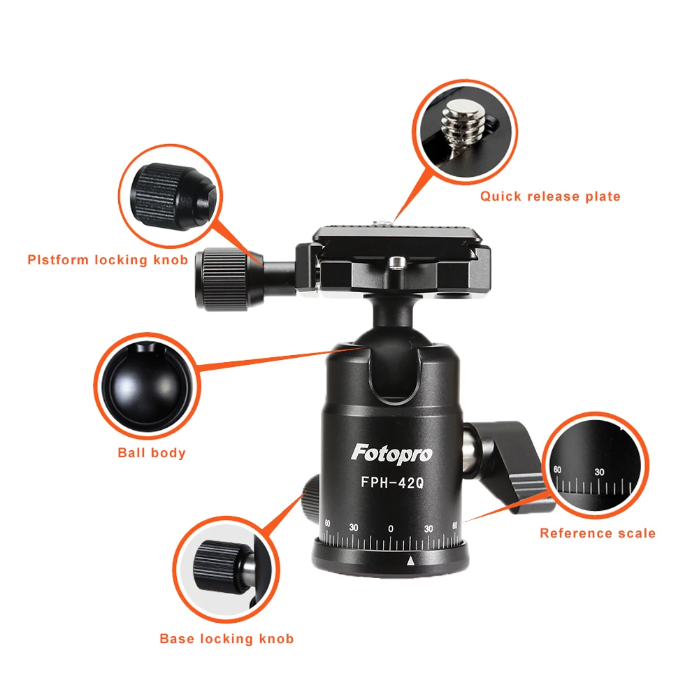 Fotopro Carbon Fiber Lightweight Portable Compact Micro Shooting Mini Tripod for DSLR Mirrorless Camera
