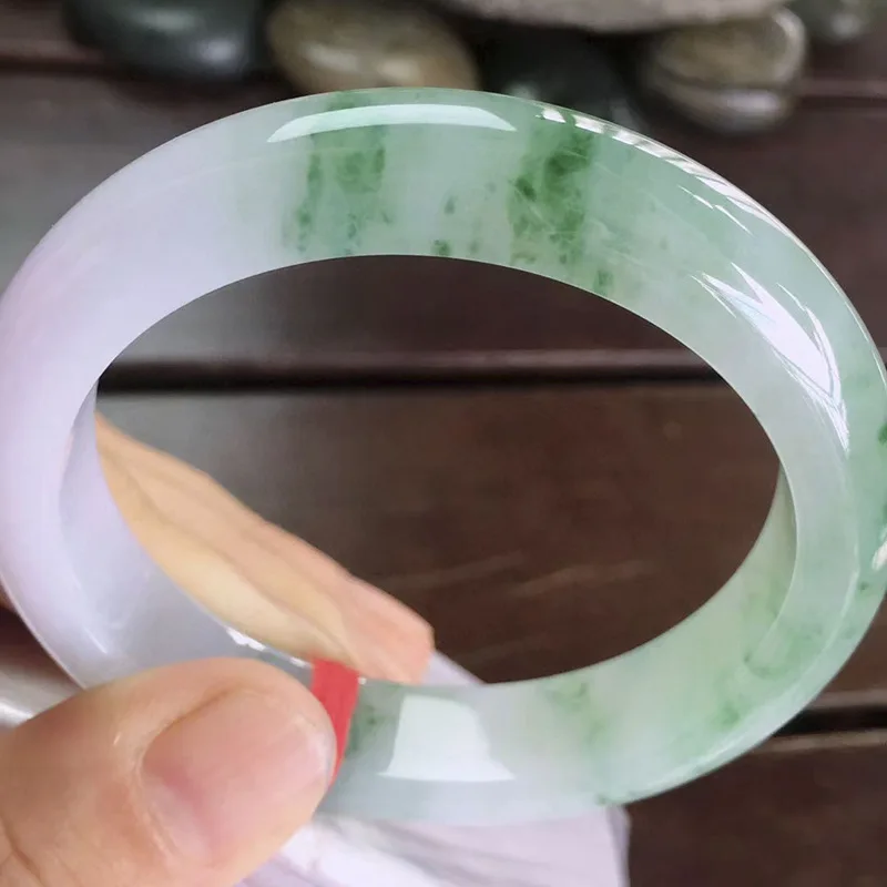 Factory Wholesale Myanmar Natural Emerald a Ice Floating Flower Ring Jade Bracelet