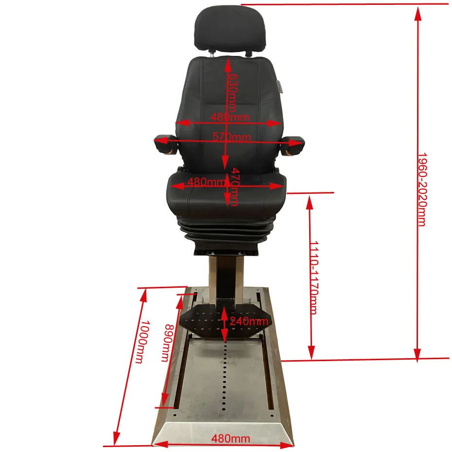 Airow auto Multi-functional  Adjustable Ship Boat Driver Seat  Port Dock Equipment Seats With Extended Slide Rail