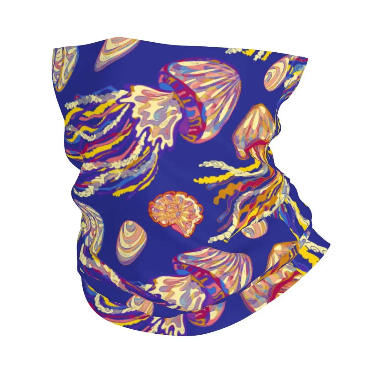 Sea Turtle Jellyfish Scarf Neckerchief Neck Face Mask Polyester