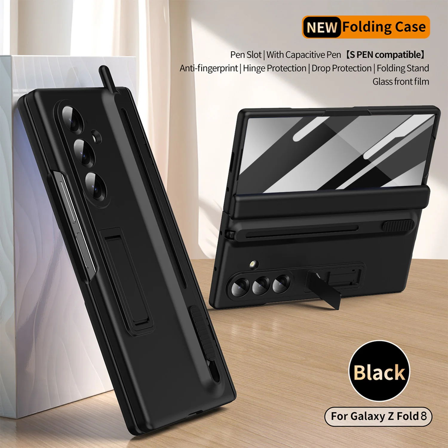 

Magnetic Hinge Cover For Samsung Galaxy Z Fold 8 7 6 5 4 3 Z Fold8 zfold8 Case With Film Integrated With Pen Slot Bracket Funda