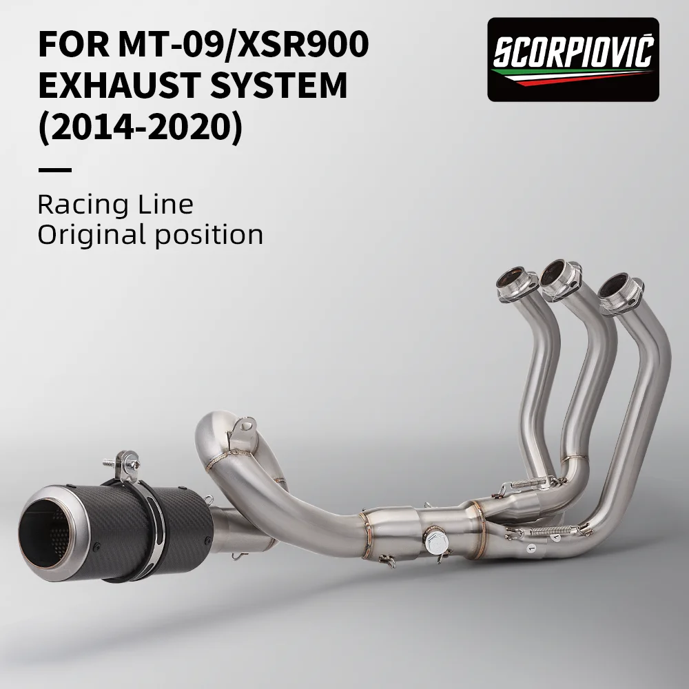 

For YZF MT09 MT 09 FZ09 full Motorcycle Exhaust System Escape Modified Slip On Front Tube Link Pipe Connect 51MM muffler