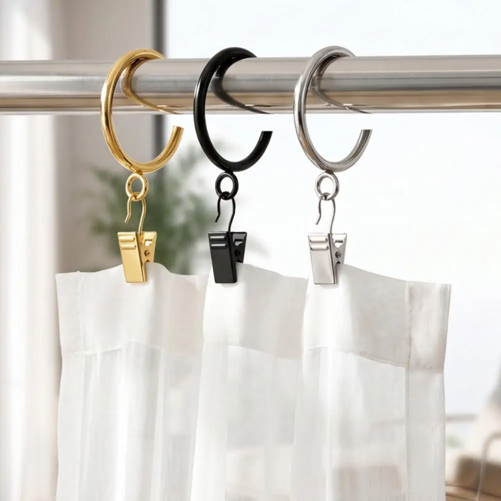 Metal Bypass Rings for Curtains 10pcs Heavy Duty C Shaped Curtain Rings with Eyelets Metal Bypass Drapery for Rods for Brackets