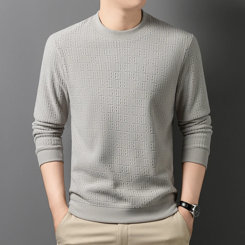 Herren-Pullover mit Rundhalsausschnitt, aus dickem Strick, mit Fleece-Futter, Jacquardmuster, lange Ärmel, weicher, warmer Stoff, für den Innen- und Außenbereich, Winter, Freizeitkleidung. – Detail 20