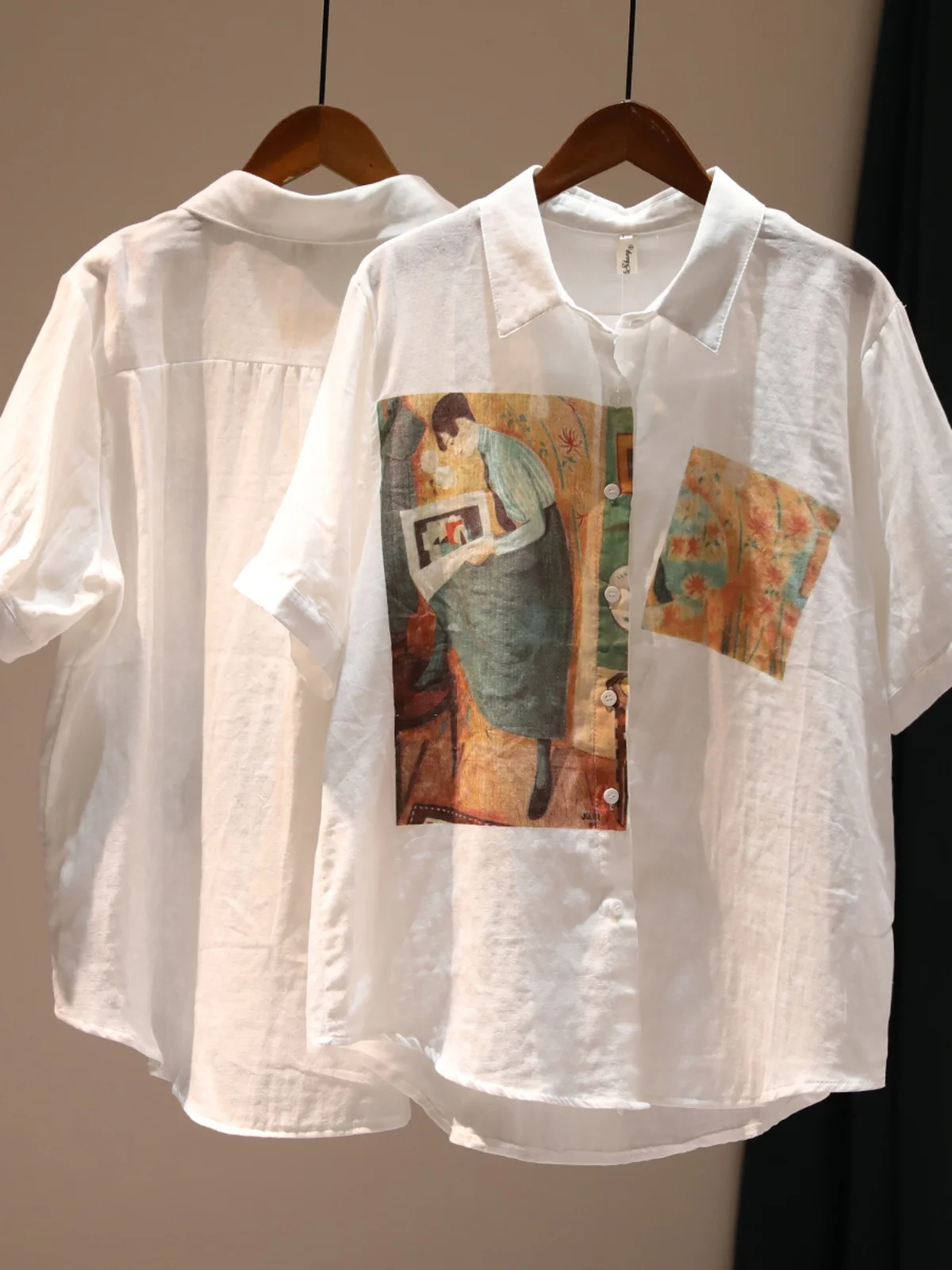 

Летний топ свободного кроя из хлопка и льна с художественным принтом, универсальный повседневный, больших размеров, для женщин, защита от солнца...