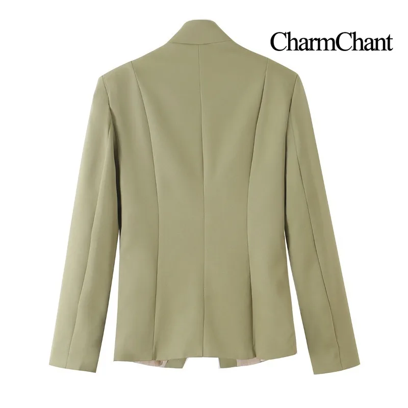 CHARMCHANT Women's Geometric Contrast Piping Blazer Stand Collar Slim Fit Tailored Jacket For Office Evening Party Fall 2026