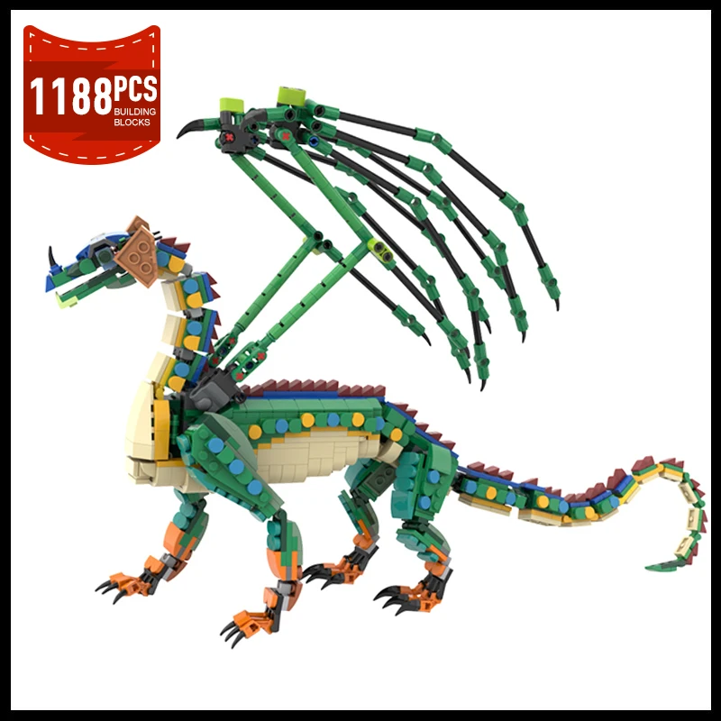 MOC Wingsed Fire RainWing Flying Dragon Model Building Blocks Fantasy Story Action Figures MOC-116811 Assemble Bricks Toys Gifts