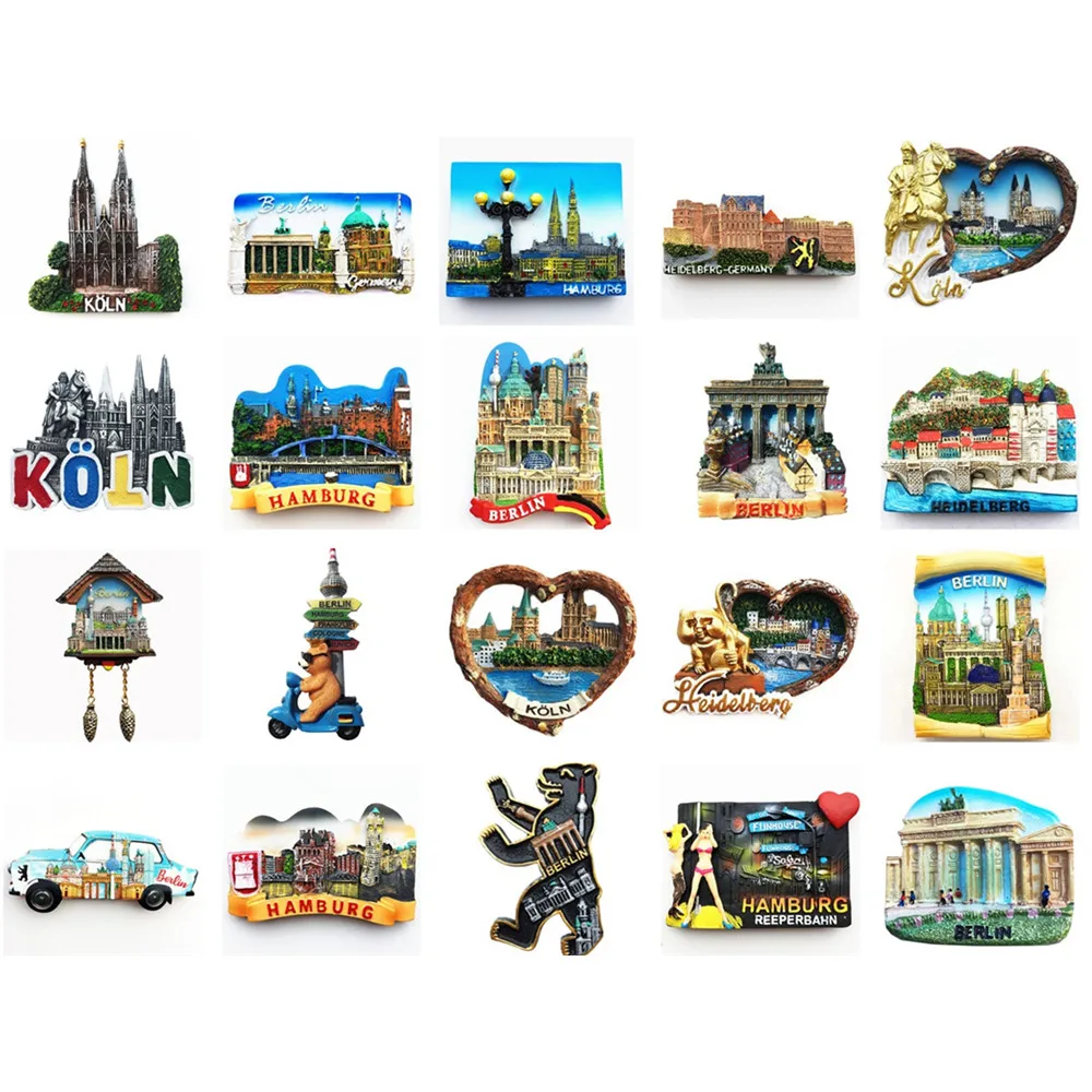 Europa Niemcy Berlin Heidelberg Hamburg Koln Magnesy na lodówkę Turystyka Pamiątka Lodówka Kolekcja naklejek magnetycznych
