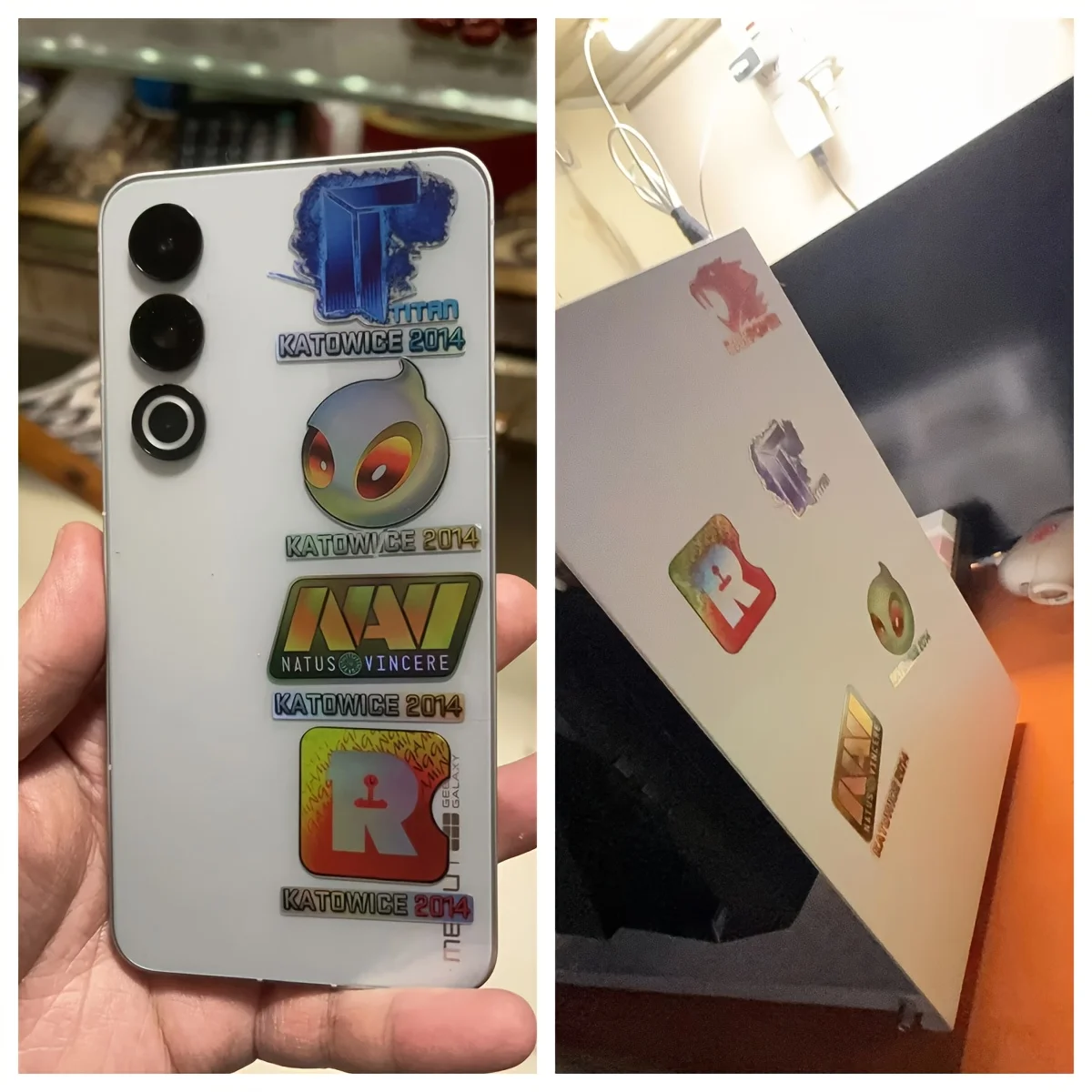 Calcomanías de Vinilo PVC Impermeables, Juego de Pegatinas Holográficas CSGO - Incluye Logotipos de los Equipos Titan, NAVI, Dignitas - Acabado Brillante