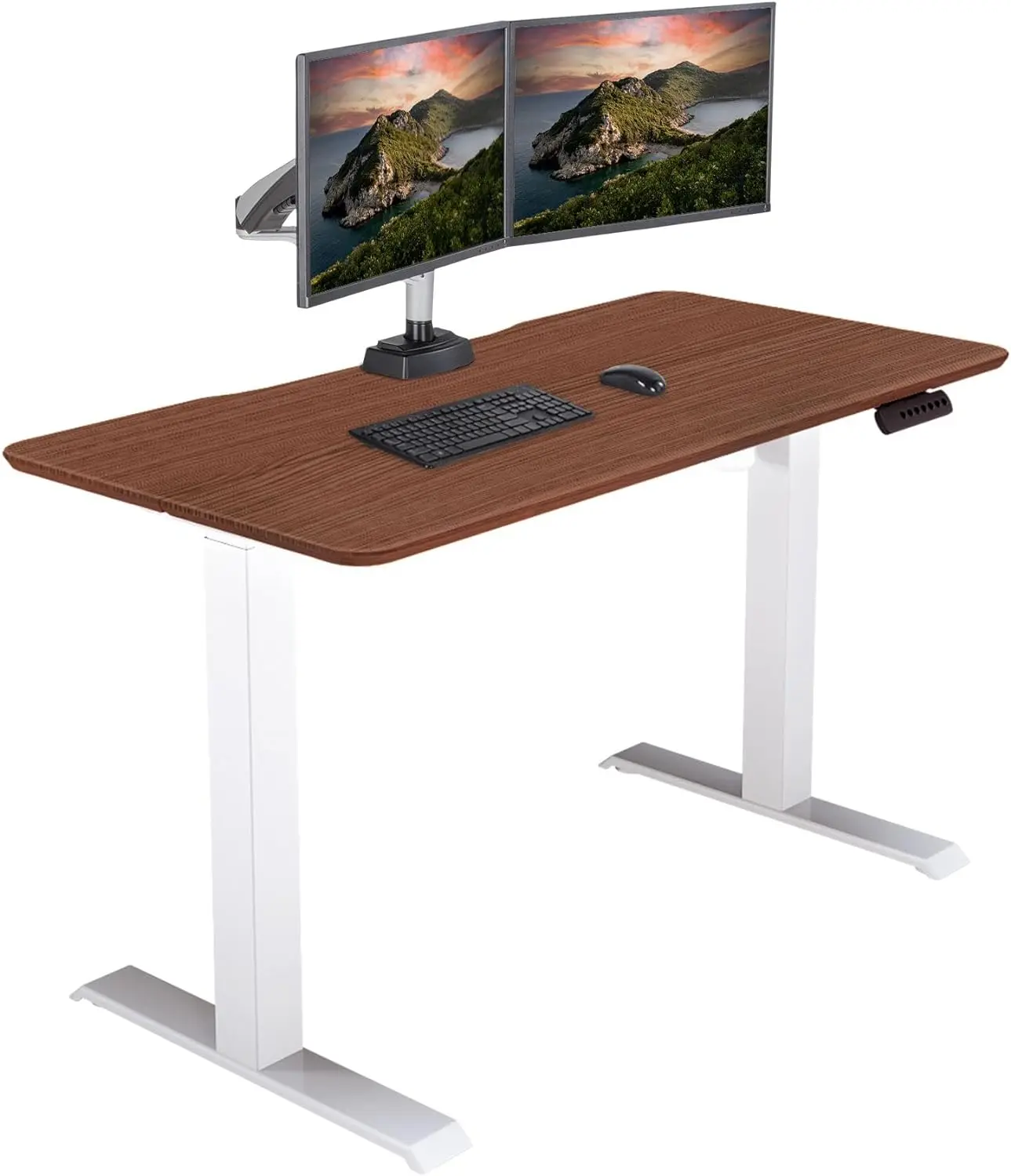 

Vari Essential Hazel Wood Height Adjustable Electric Standing Desk - Home Office Standing Desk with VariDesk Sturdy T-Legs