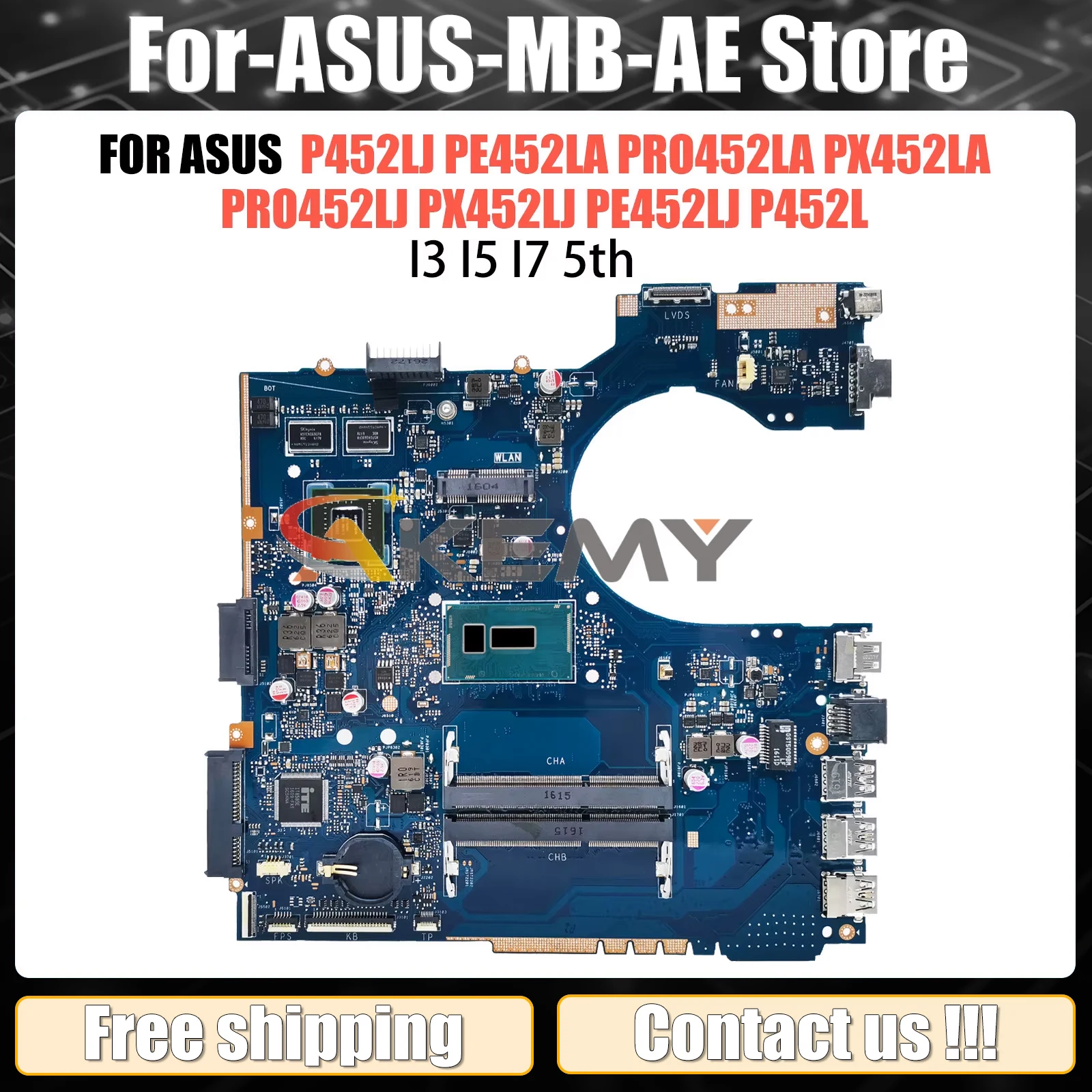 P452LA Mainboard For ASUS P452LJ PE452LA PRO452LA PX452LA PRO452LJ PX452LJ PE452LJ P452L Laptop Motherboard I3 I5 I7 5th