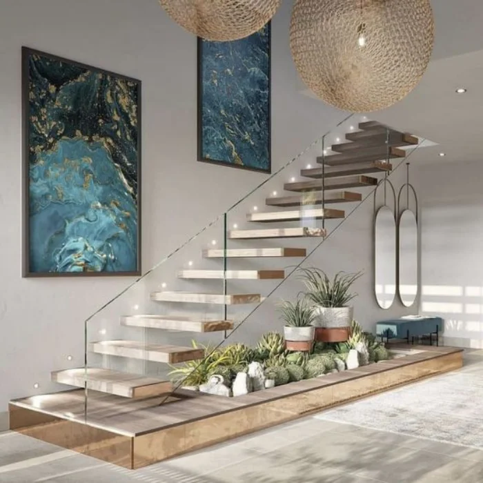 Personalizzazione Scale duplex moderne di alta qualità Scale metalliche per interni Kit scale galleggianti con ringhiera in vetro