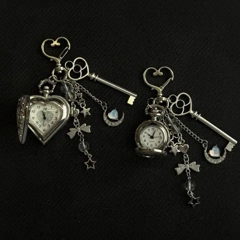 Original Hollow Heart Pocket Watch Chain keychain Design Steampunk Clock Vintage Necklace Pendant Jewelry Watch Men Women Gift