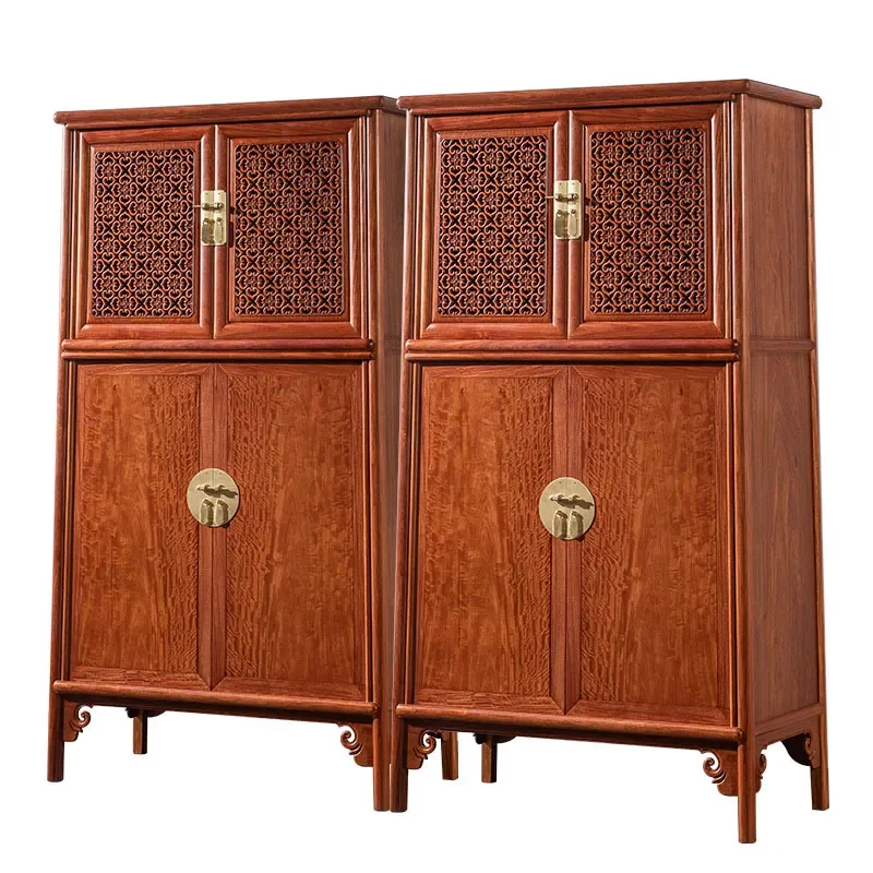 Full Flower Pear Solid Wood Ming Style Rounded Corner Cabinet Chinese Study Locker Storage