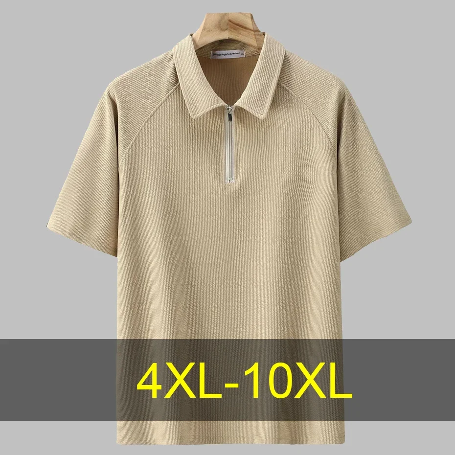 

Summer Zipper Polo Shirts Men Plus Size 10XL Short Sleeve Polo Shirts Male Solid Color Polo Shirts Big Size 10XL