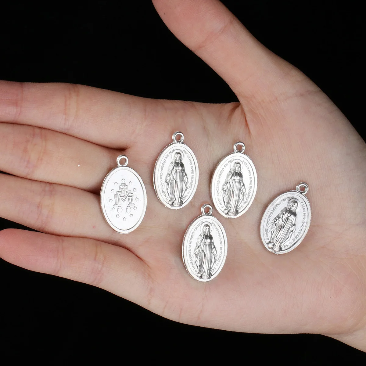 10Pcs Our Lady of Miraculous Medal Pendants Catholic Virgin Mary Charms DIY Making Necklace Ornaments Jewelry Accessories