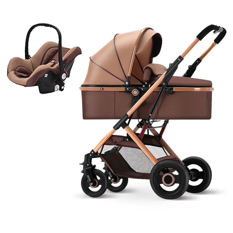 The basket-carrying multi-function stroller can be used to lie down and fold two-way high view baby strollers.