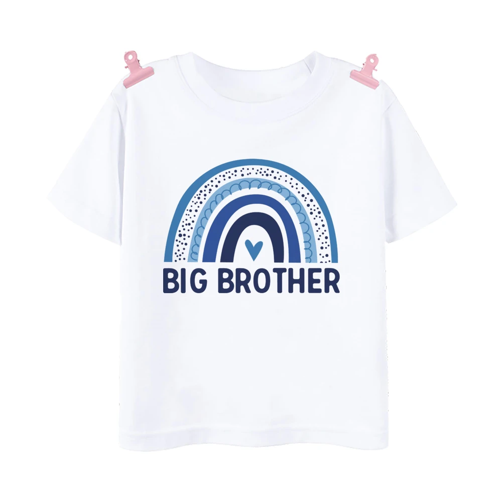 Rainbow Big Brother Little Brother Matching Outfit T Shirts Summer Sibling T-shirt Children Short Sleeve Tops Girls Boys Clothes