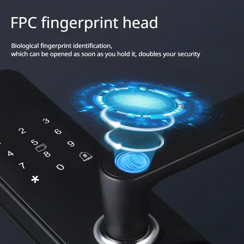 Smart Fingerprint Electronic Door Lock With Biometric Fingerprint / IC Card / Password / Key Unlock/ USB Emergency Charge