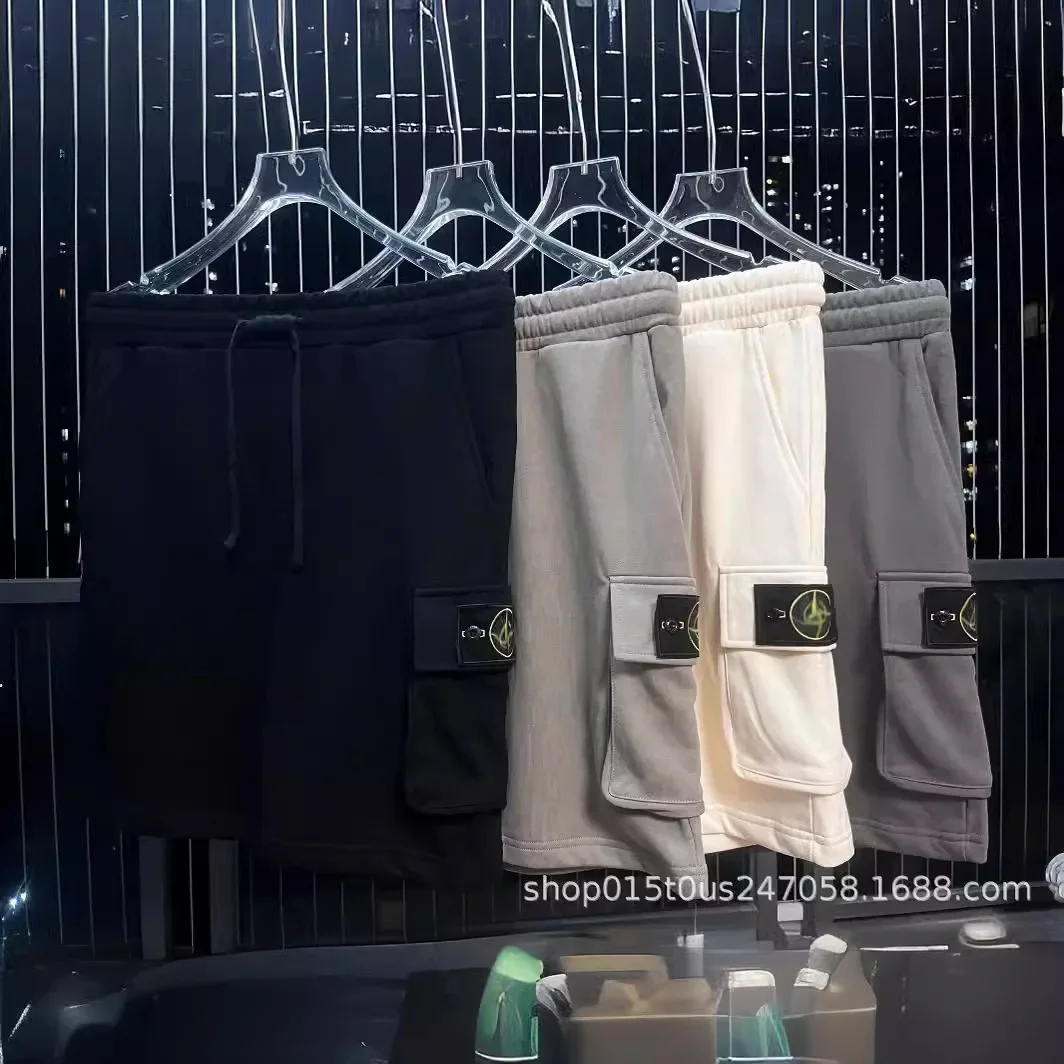 Pantalones cortos informales de piedra transfronteriza para hombre y mujer, novedad de verano, pantalones cortos de moda con manga de bolsillo, estilo básico
