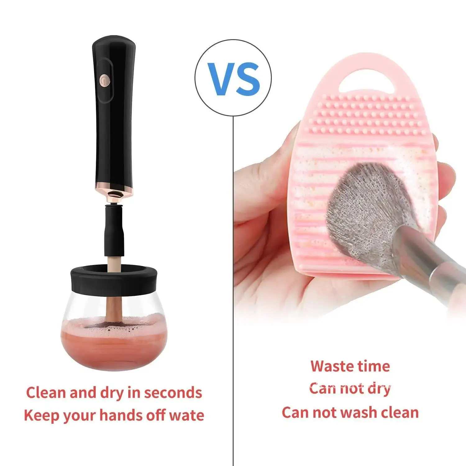 and Brush Cleaner Makeup Dryer Machine Electric Brush Cleaner with Cleaner Size Automatic Spinner Machine 8 Rubber Collars Brush