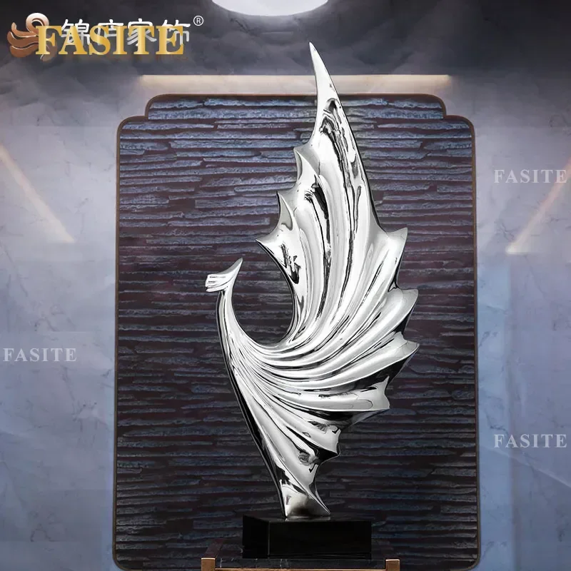 For Modern Home Decor Abstract Minimalist Sculpture Electroplated Metal Statue Ornament for Living Room Floor Porch Model