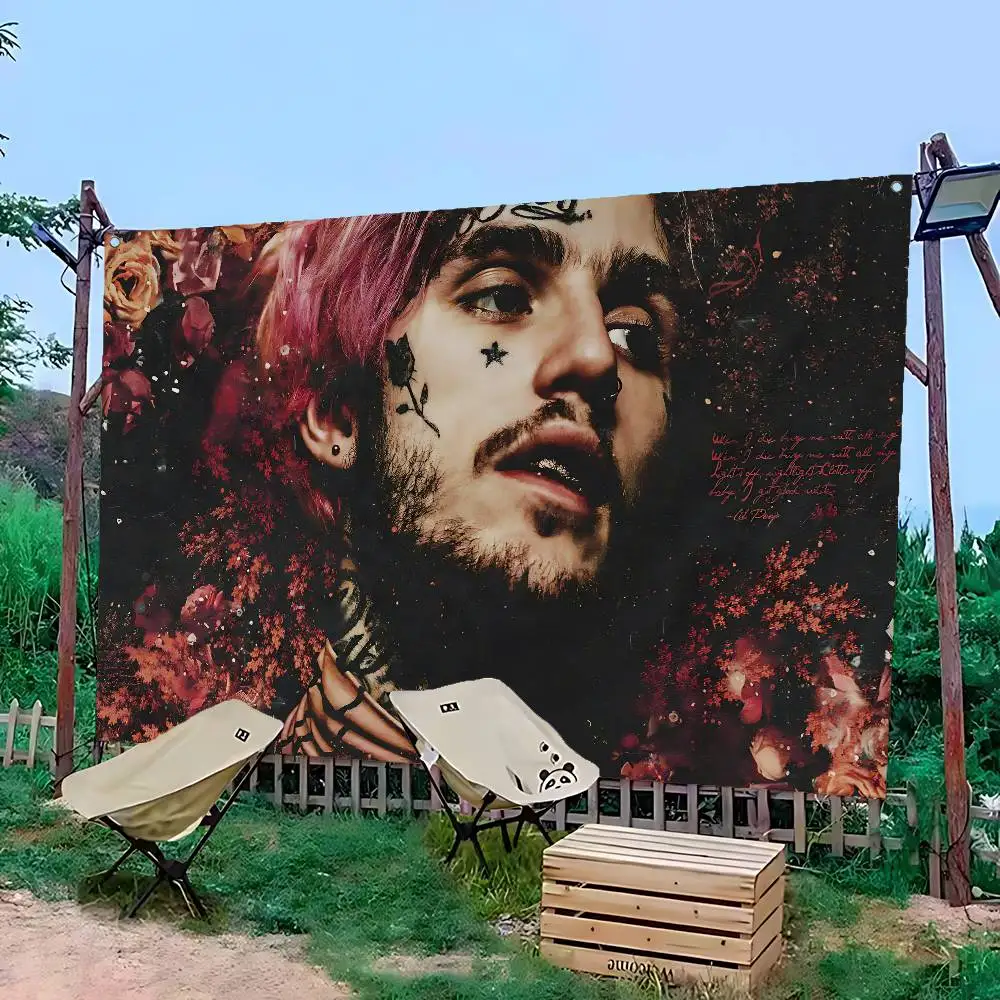Classic Emo Rapper L-Lil P-Peep Cartoon Flag Wall Hanging Banner Decoration Household Home Decor