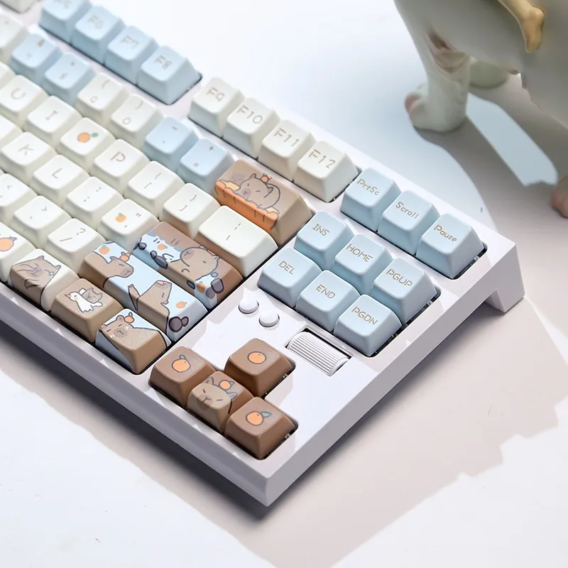 Imagem -03 - Capivara Keycap Conjunto para Teclado Mecânico Bonito Pbt Tintura-sublimação Animal dos Desenhos Animados Mda Perfil Keycap Presente 135 Chaves