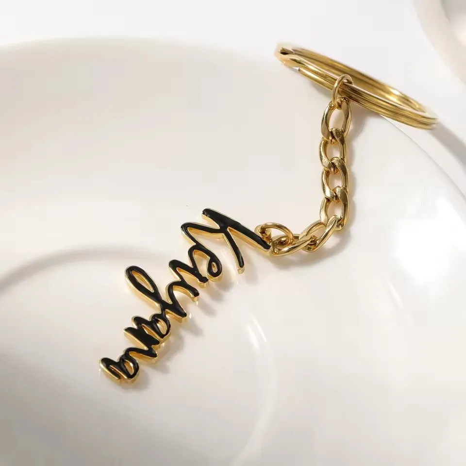 Dascusto Custom Keychain With Enamel Colorful Name Chain Personalized Key Chain Simple Jewelry For Women Girl Christmas Gift - view 3